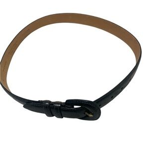 VINTAGE LEJON BLACK GENUINE LEATHER 1"Wd CASUAL DRESS WOMEN'S BELT Sz S